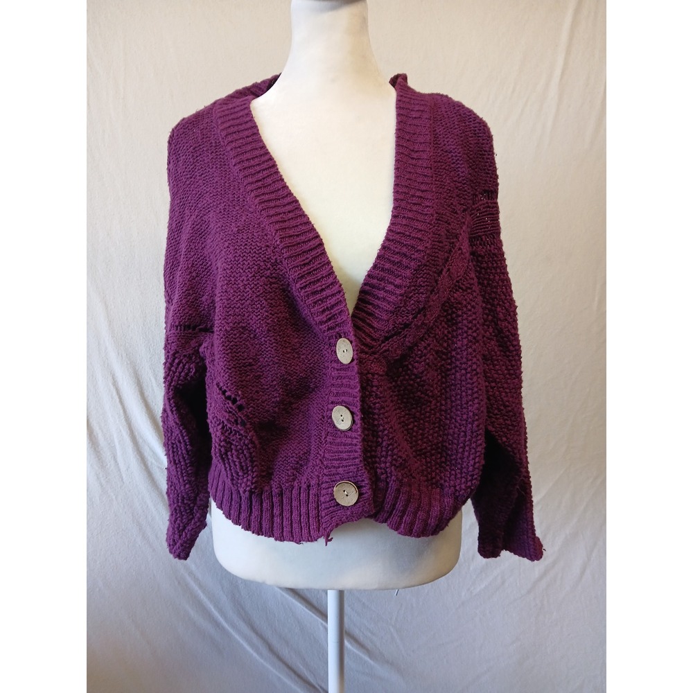 Natural life large/XL putple cropped chubky knit sweater preppy academia